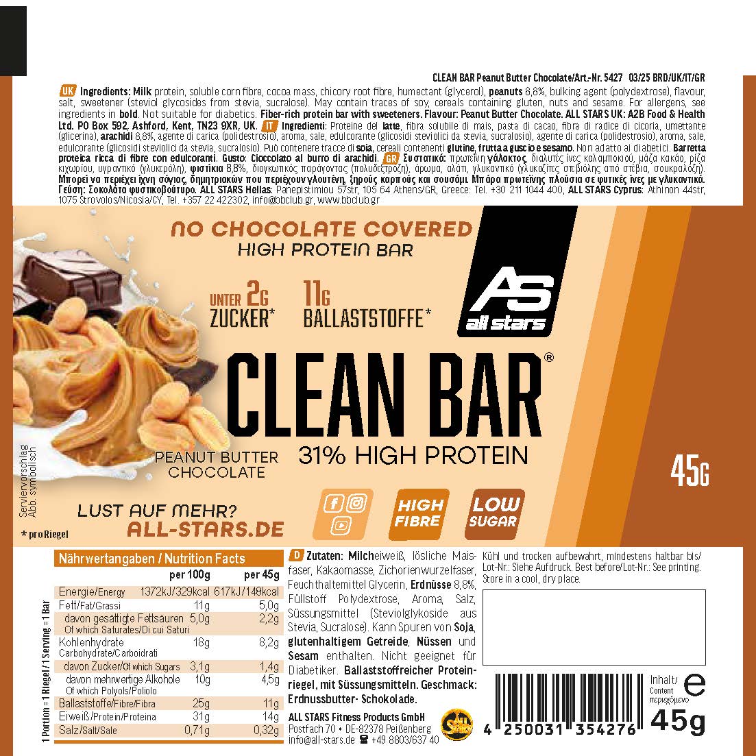 Etikett: CleanBar_Peanut Butter_45g_03_25_Screen